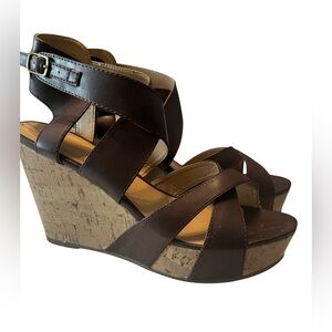 Elegant Dark Brown Wedge Sandals